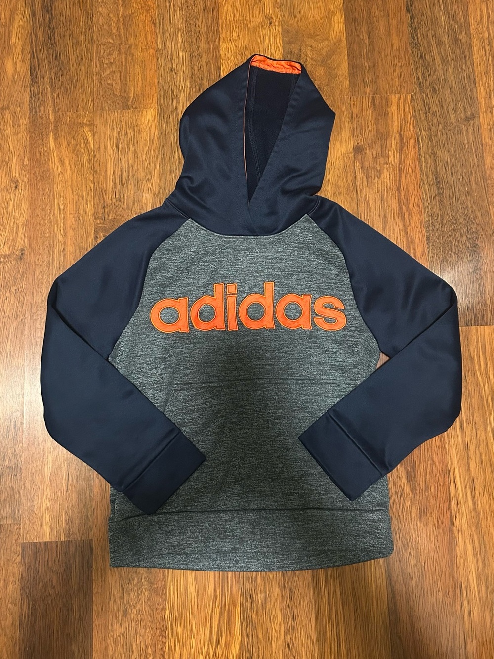 adidas Kids Hooded Sweatshirt - Navy, Heather Gray & Orange